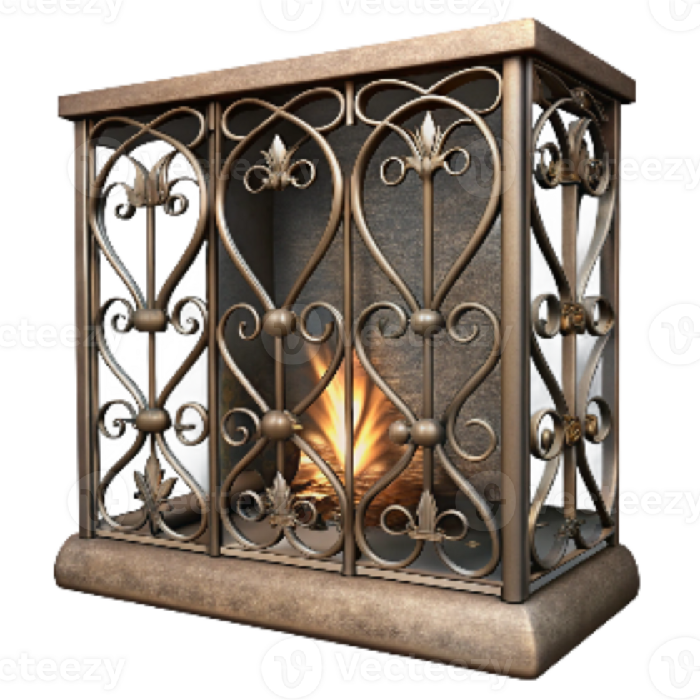 stunning contemporary Wrought Iron Fireplace Screen with Decorative Detail Cutout genuine png