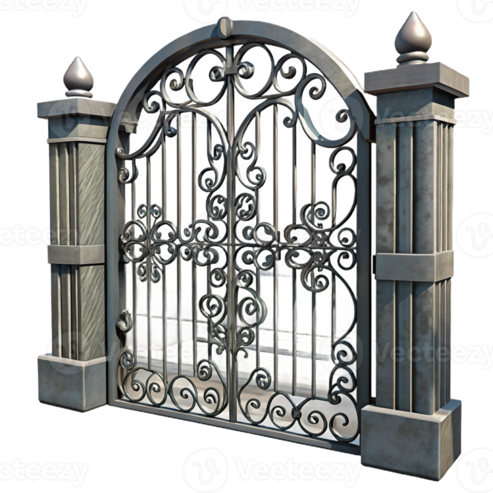 extraordinary vintage Wrought Iron Gate Detail Isolated on Transparent Background high resolution png