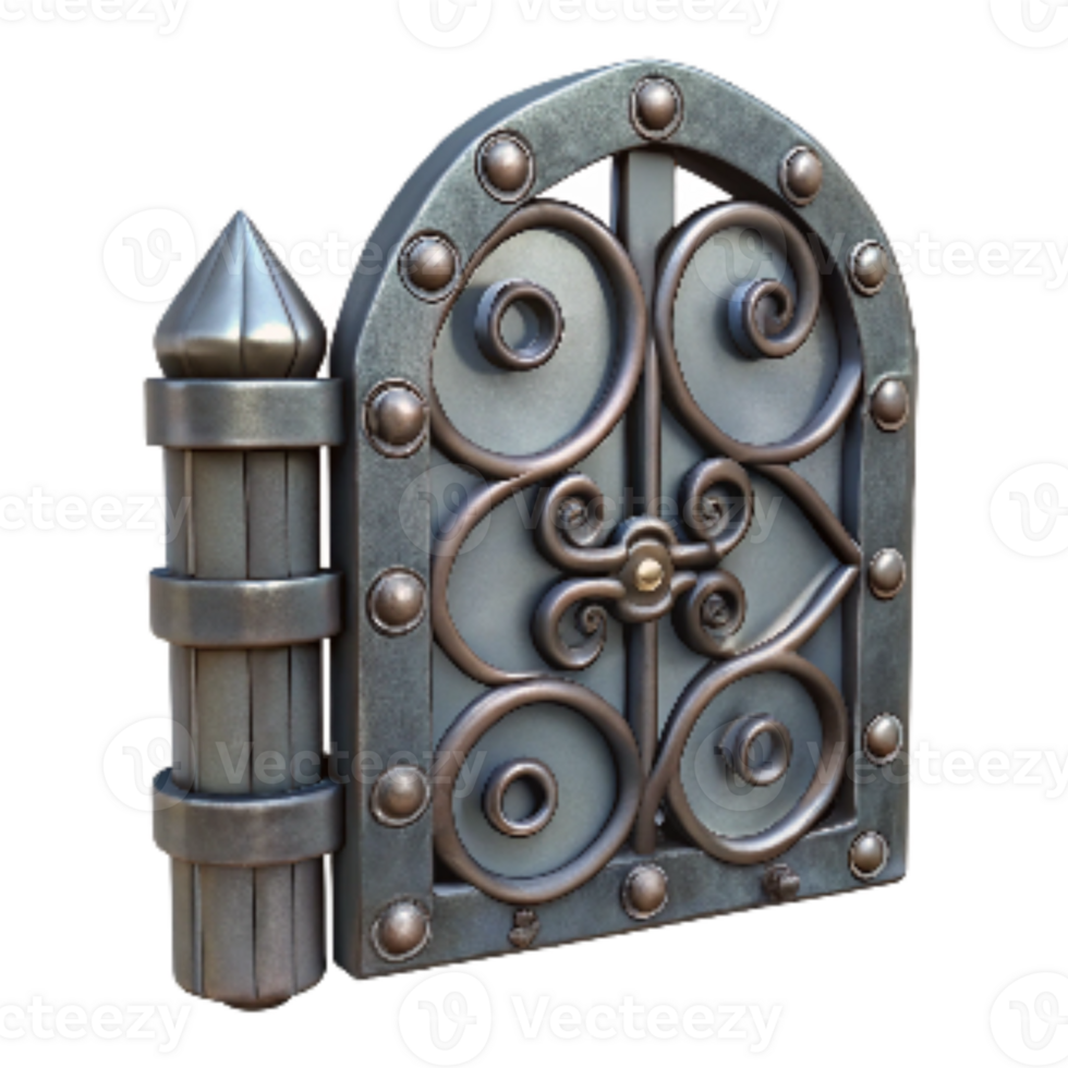 elegant creative Wrought Iron Gate Hinge with Decorative Detail Cutout exclusive png