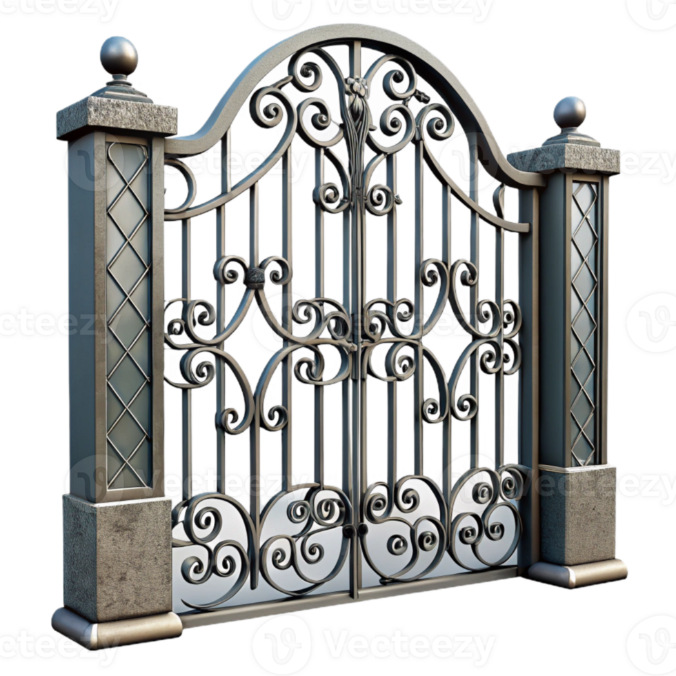 dramatic abstract Wrought Iron Gate Detail Isolated on Transparent Background genuine png