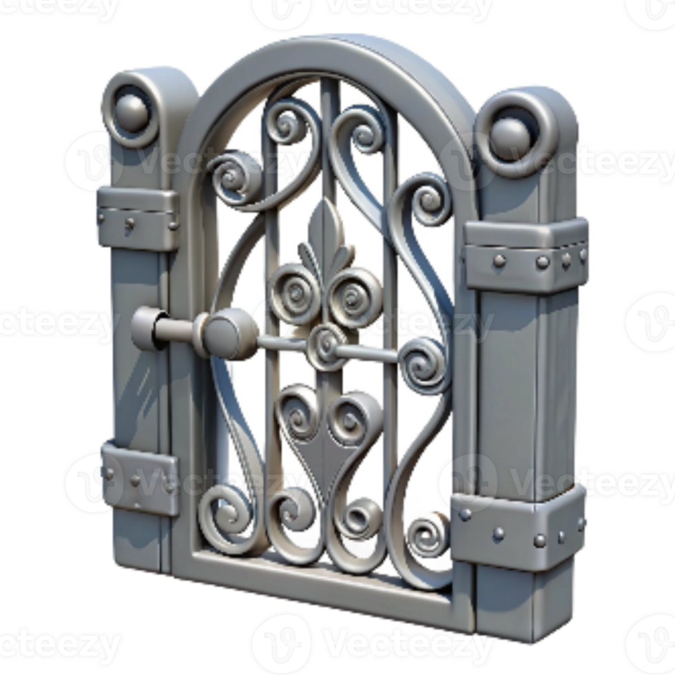 impressive traditional Wrought Iron Gate Latch with Decorative Detail Cutout genuine png