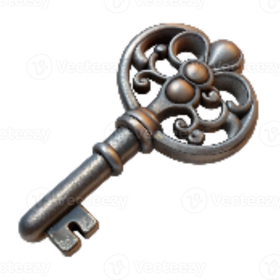 vibrant abstract Wrought Iron Key with Decorative Detail Cutout high resolution png