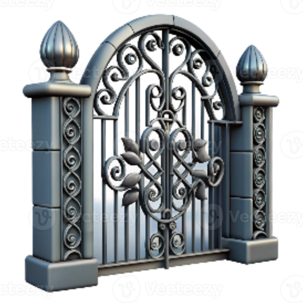beautiful classic Wrought Iron Gate with Decorative Elements Cutout original png