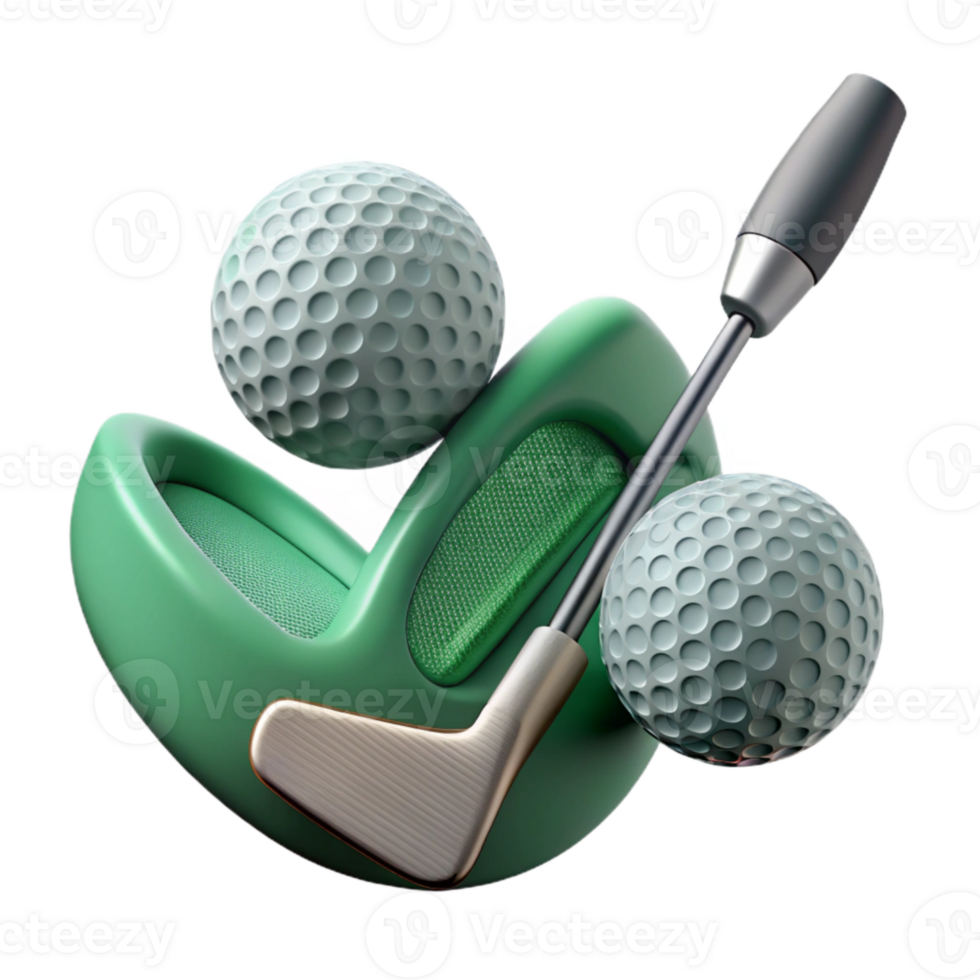 impressive rustic Golf Clubs and Ball on Green Transparent Background premium png