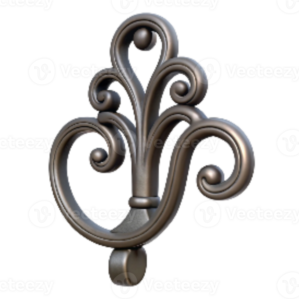 magnificent rustic Wrought Iron Wall Hook with Scroll Detail Cutout detailed png