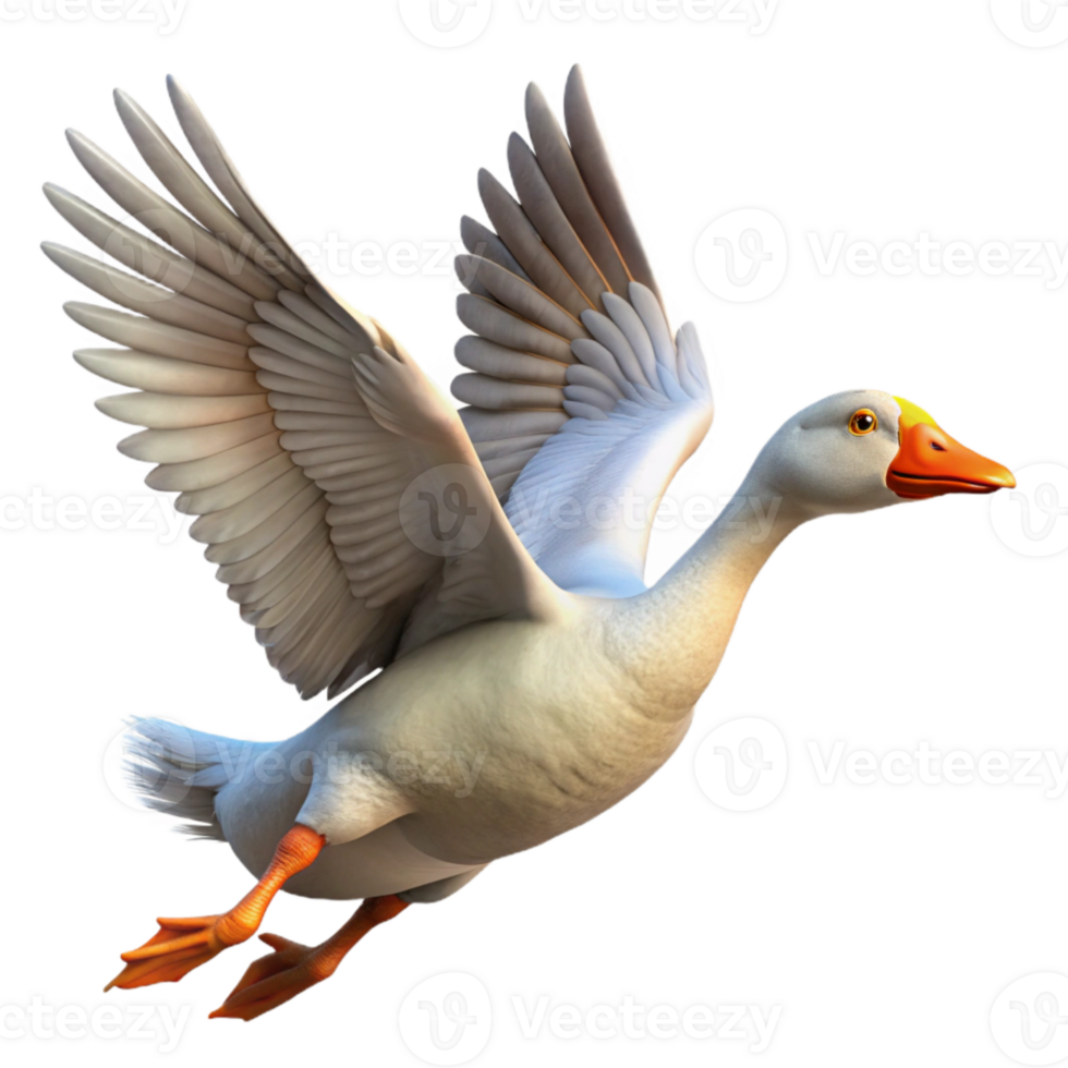 dramatic rustic Goose in Flight Transparent Background original png