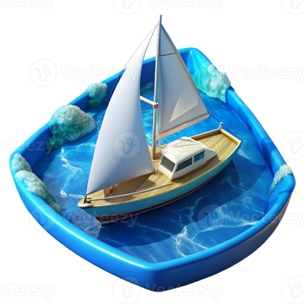 impressive artistic Yacht Sailing on Blue Ocean Transparent Background high resolution png