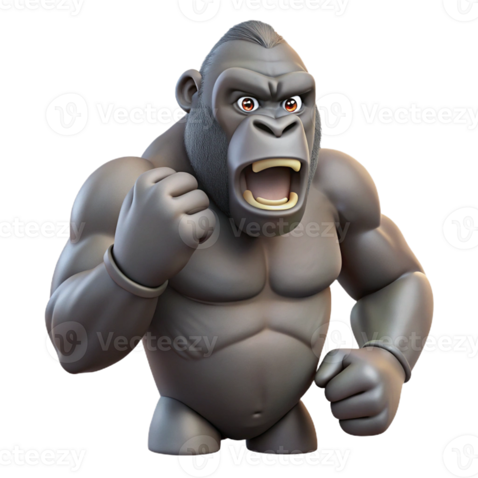 elegant rustic Gorilla Beating Chest Cutout Isolated original png