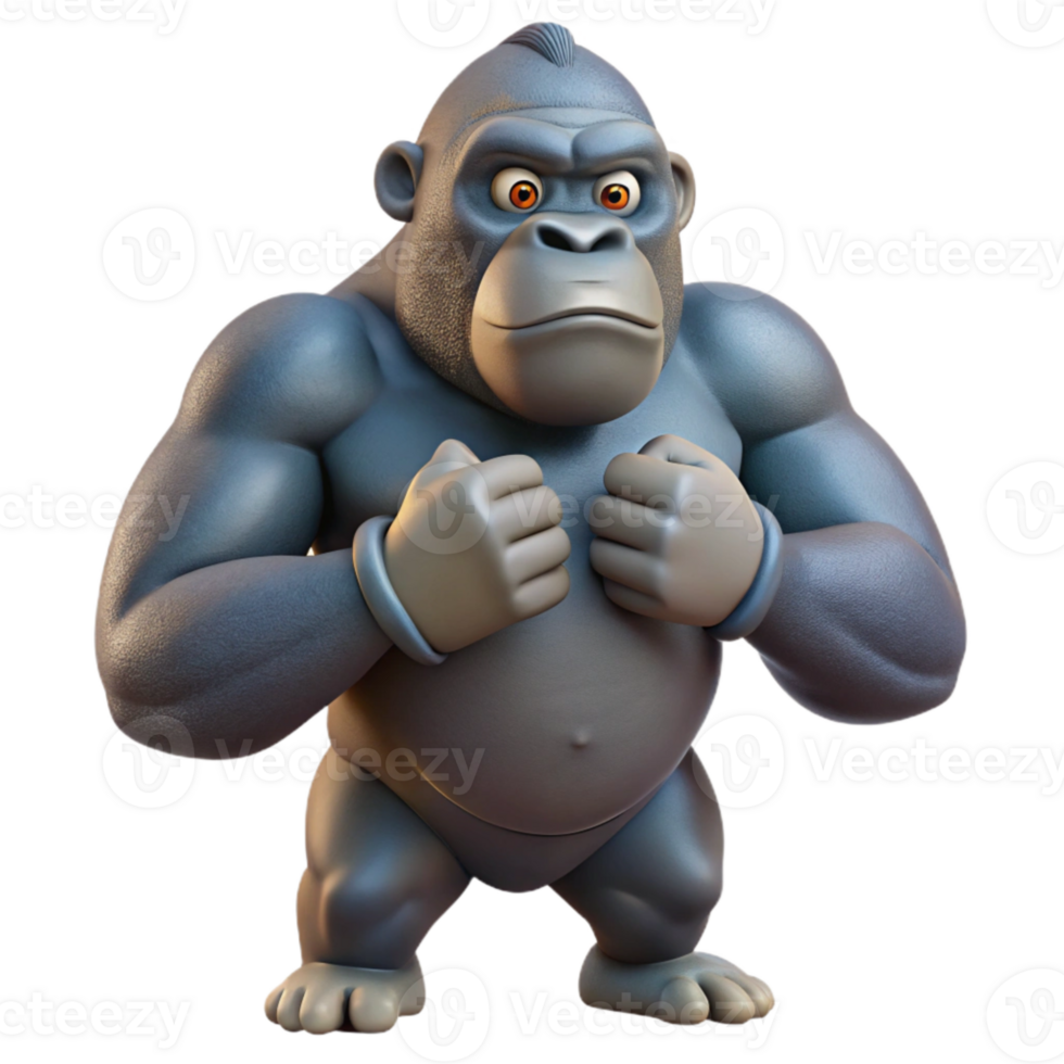 beautiful abstract Gorilla Beating Chest Cutout Isolated high resolution png