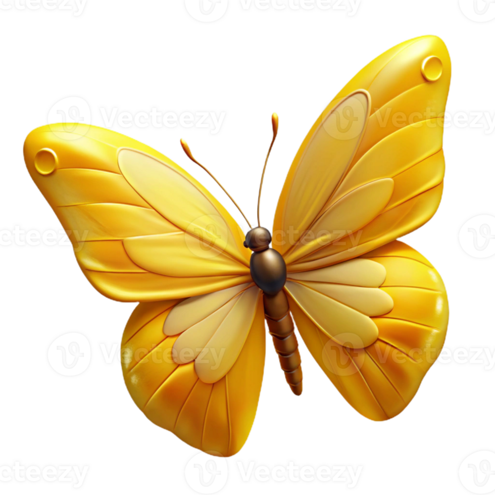 magnificent modern Yellow Butterfly Wings Open with Transparent Background premium png