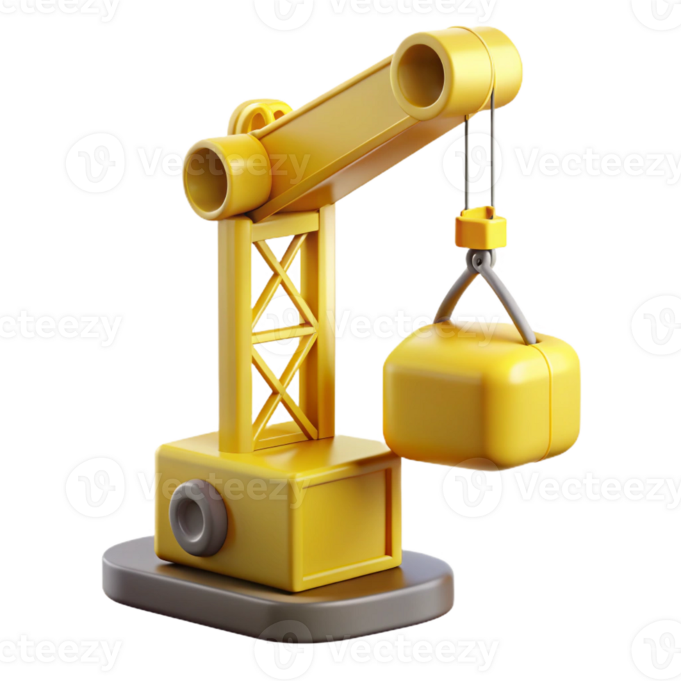 serene minimalist Yellow Construction Crane Lifting Object Cutout genuine png