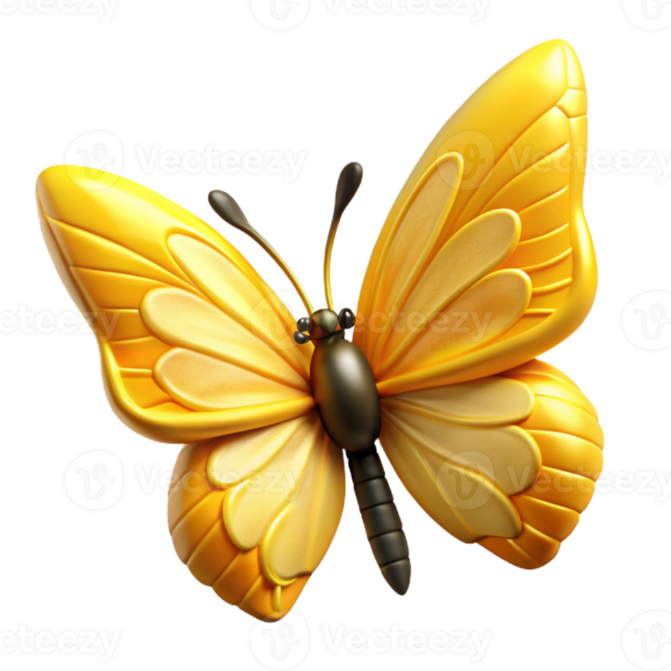 dramatic classic Yellow Butterfly Wings Open with Transparent Background professional png