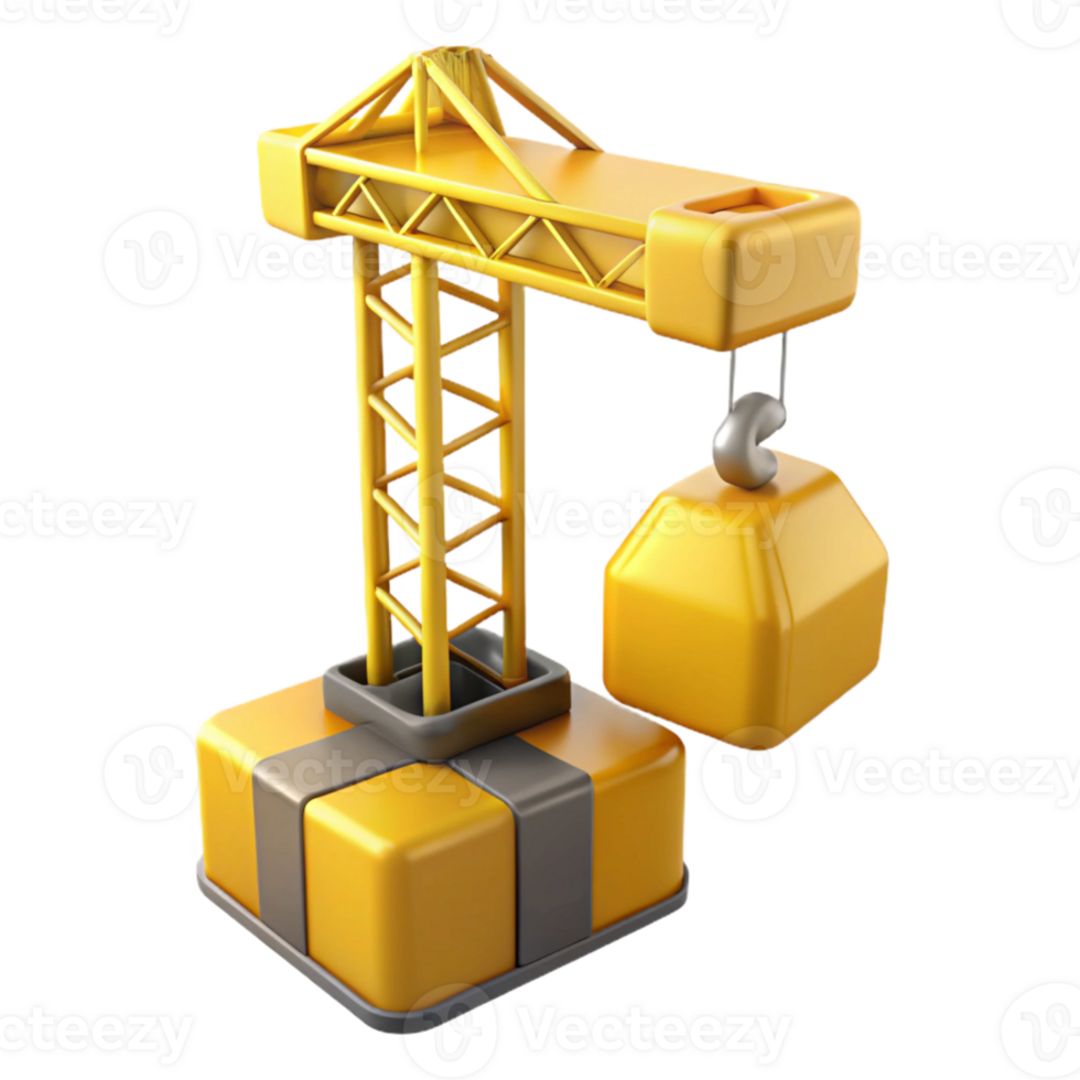 magnificent minimalist Yellow Construction Crane Lifting Object Cutout authentic png