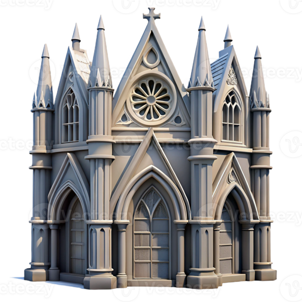 magnificent traditional Gothic Cathedral Facade Illuminated Cutout Element premium png