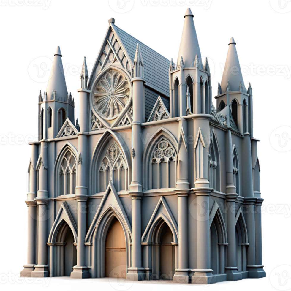 serene creative Gothic Cathedral Facade Illuminated Cutout Element genuine png