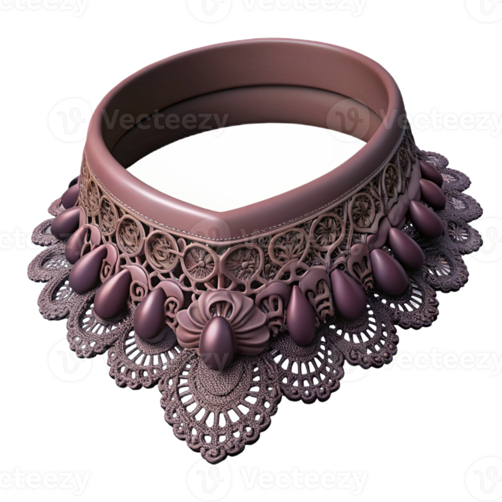 wonderful artistic Gothic Lace Choker Necklace Side Angle Isolated authentic png