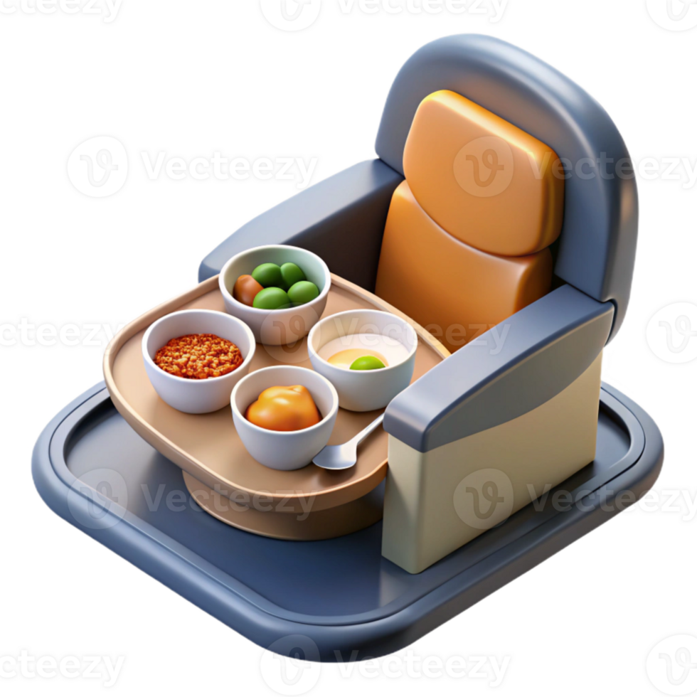 vibrant minimalist Gourmet Meal on Airplane Tray Table Cutout detailed png