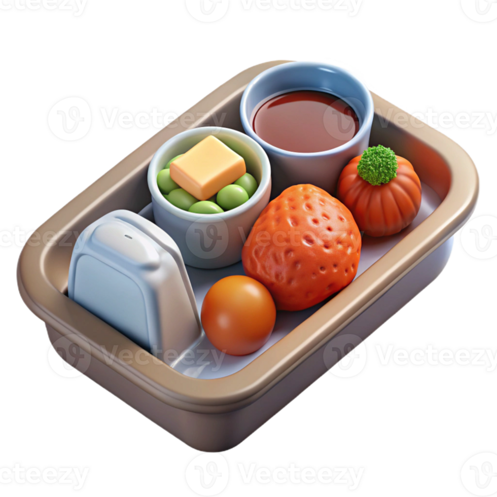 wonderful artistic Gourmet Meal on Airplane Tray Table Cutout authentic png
