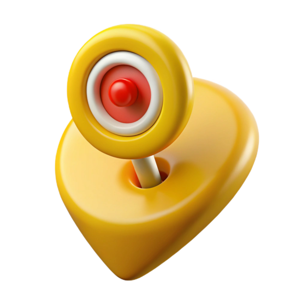 extraordinary contemporary Yellow Push Pin with Marketing Target Location Isolated high resolution png