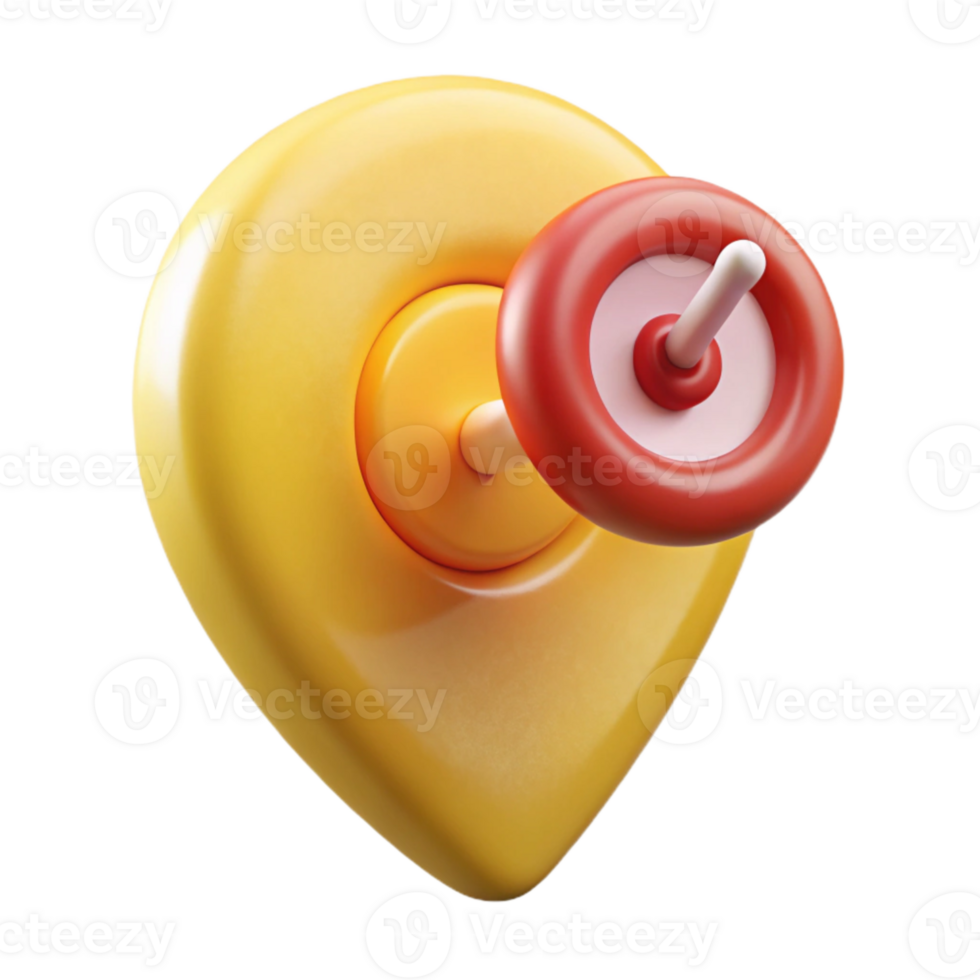 extraordinary minimalist Yellow Push Pin with Marketing Target Location Isolated professional png
