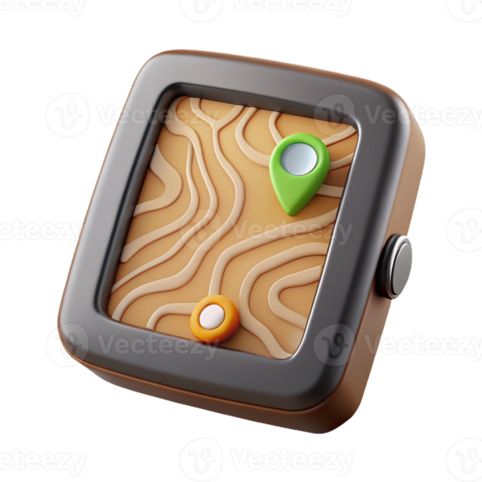 stunning vintage Gps Device Displaying a Topographic Map Transparent Background premium png