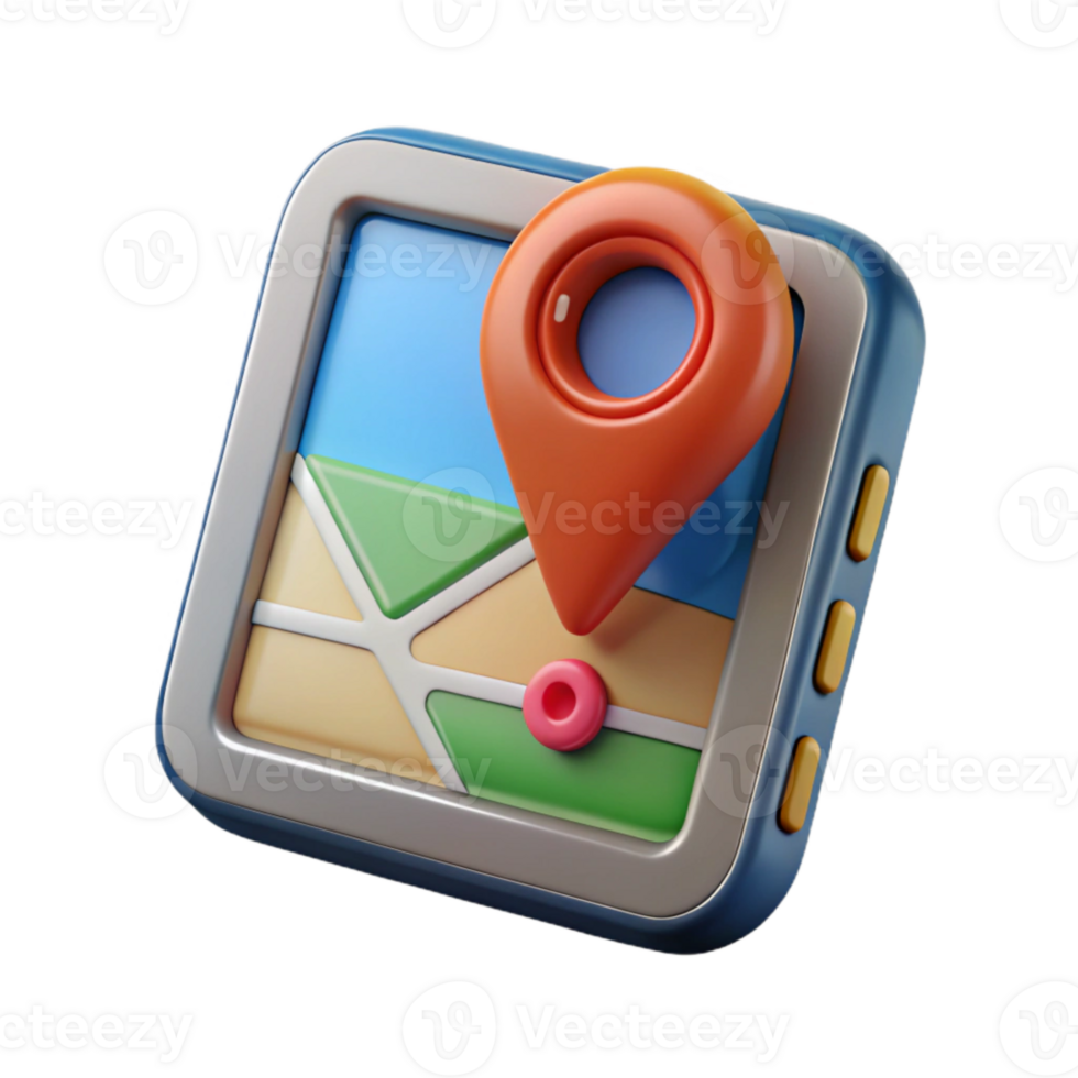 elegant artistic Gps Device with Map Coordinates Cutout on Transparent Background exclusive png