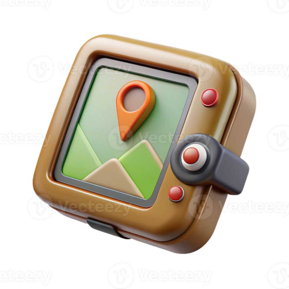 vibrant vintage Gps Device Showing Coordinates on Screen Transparent Background exclusive png