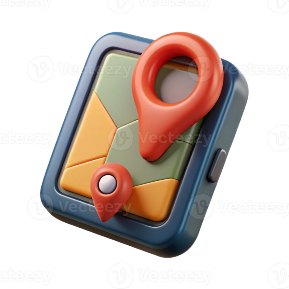 magnificent contemporary Gps Device with Map Coordinates Cutout on Transparent Background authentic png
