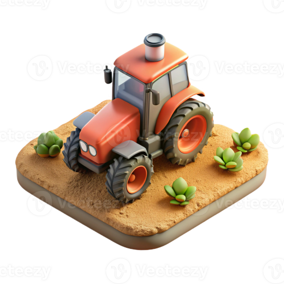 vibrant creative Gps Guided Tractor in Field Aerial View Isolated premium png