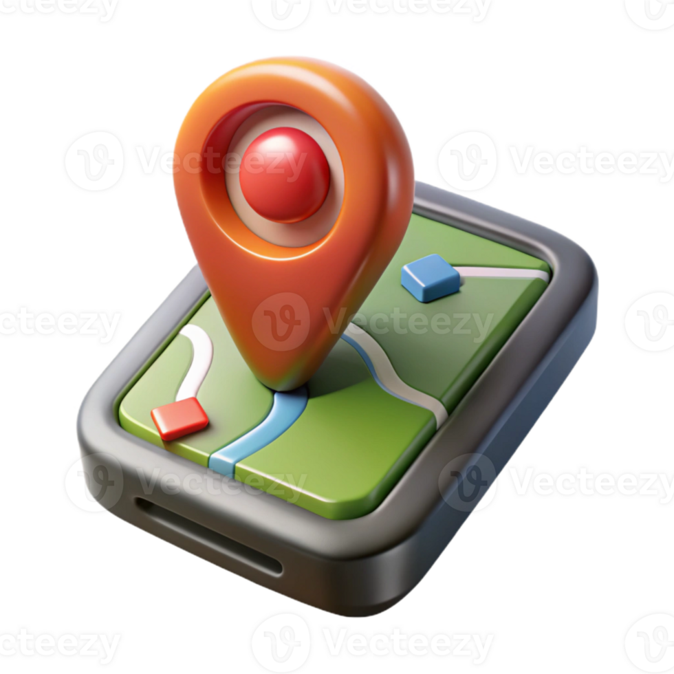 elegant contemporary Gps Device with Map Coordinates Cutout on Transparent Background genuine png