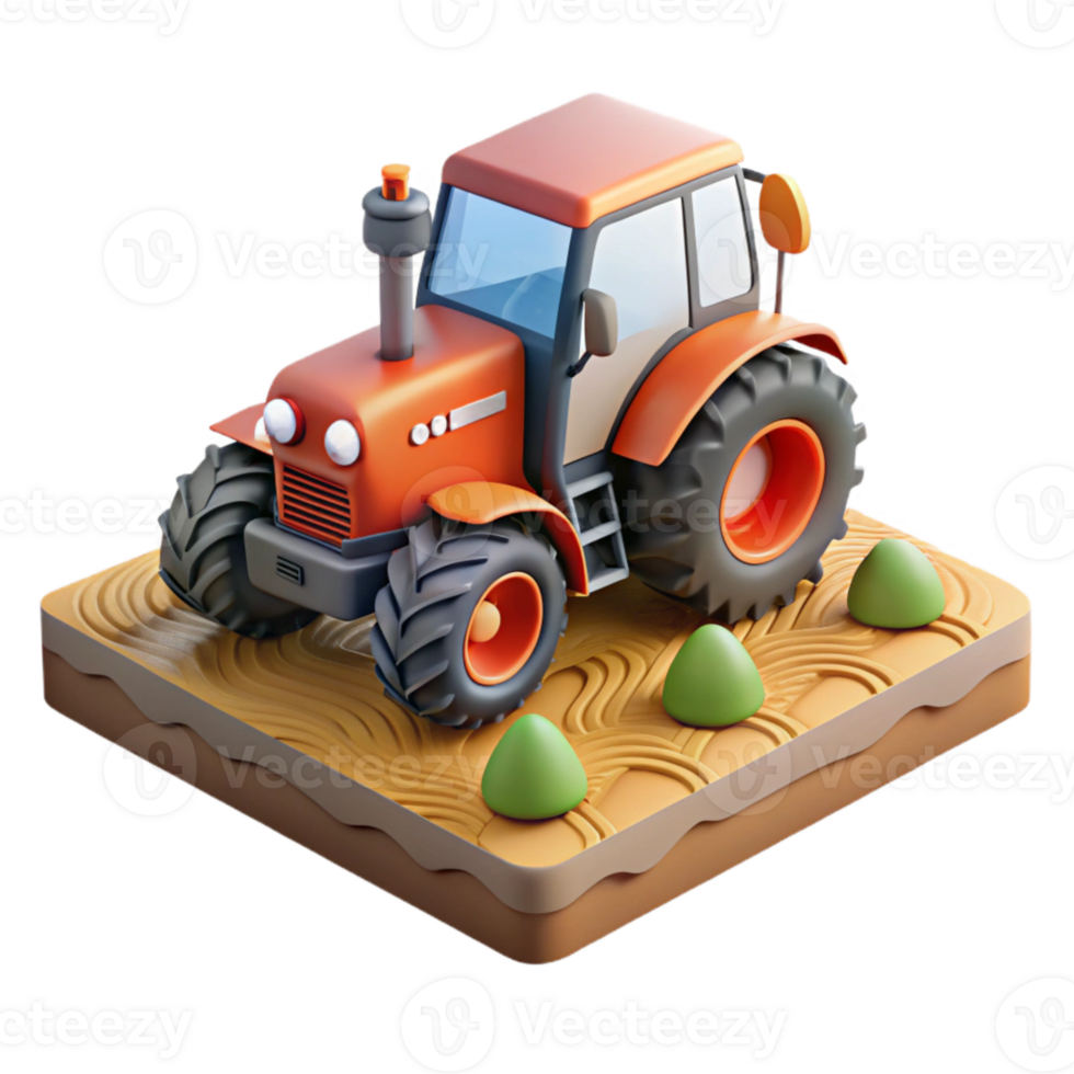 vibrant creative Gps Guided Tractor Plowing Field Transparent Background detailed png