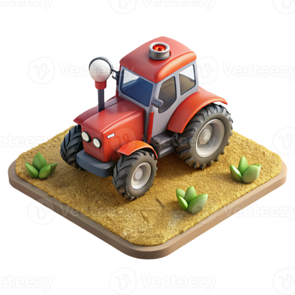 wonderful artistic Gps Guided Tractor in Field Aerial View Isolated authentic png