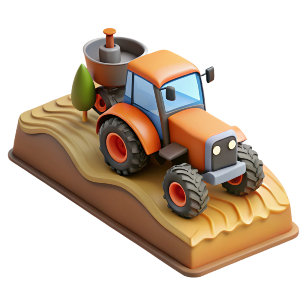 vibrant classic Gps Guided Tractor Plowing Field Transparent Background detailed png