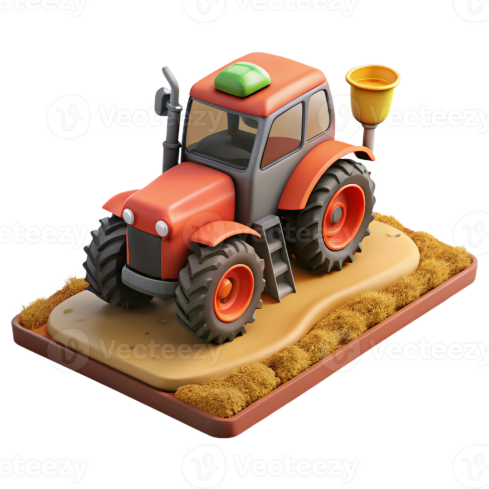 elegant artistic Gps Guided Tractor Plowing Field Transparent Background high resolution png