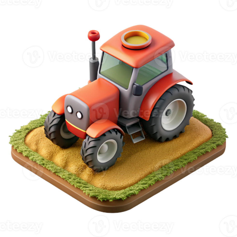 wonderful classic Gps Guided Tractor in Field Aerial View Isolated professional png