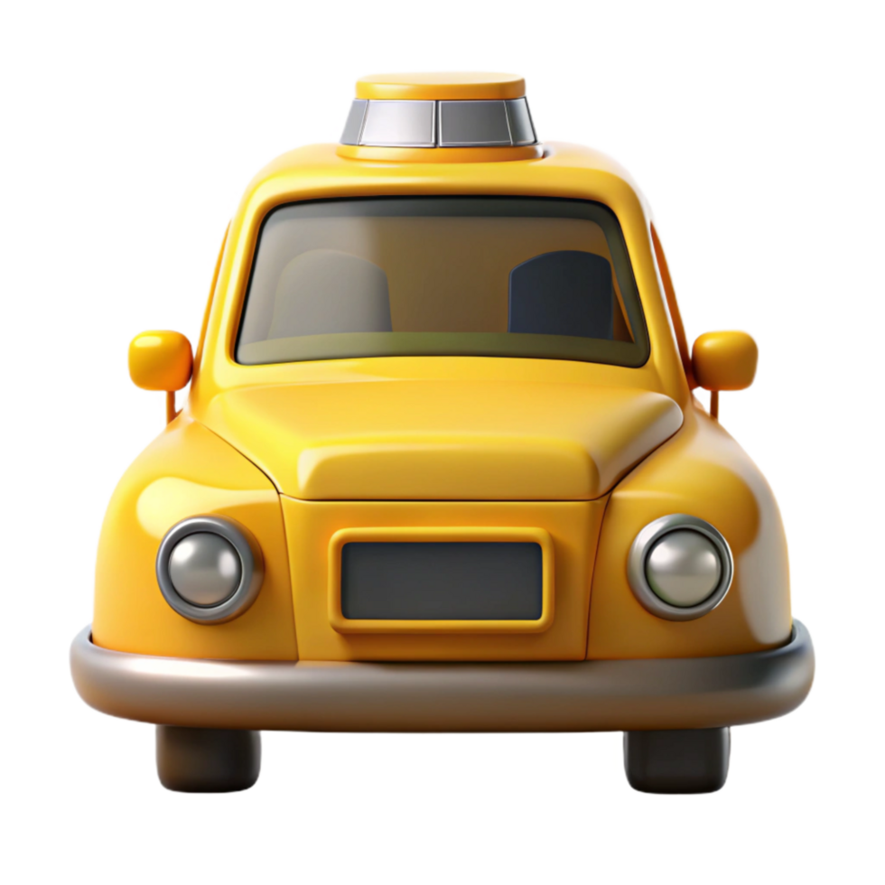 dramatic rustic Yellow Taxi Cab Front View Transparent Background high resolution png