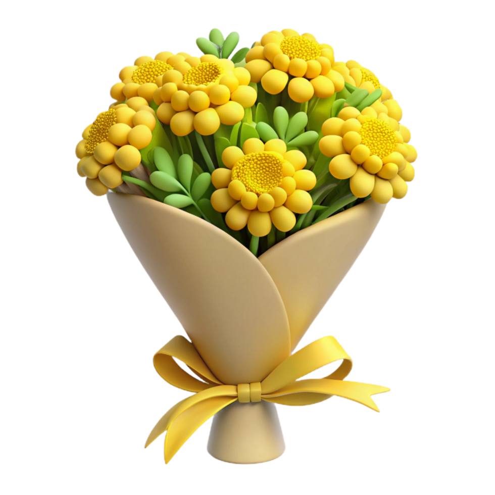 vibrant vintage Yellow Wildflower Bouquet Top View Cutout high resolution png