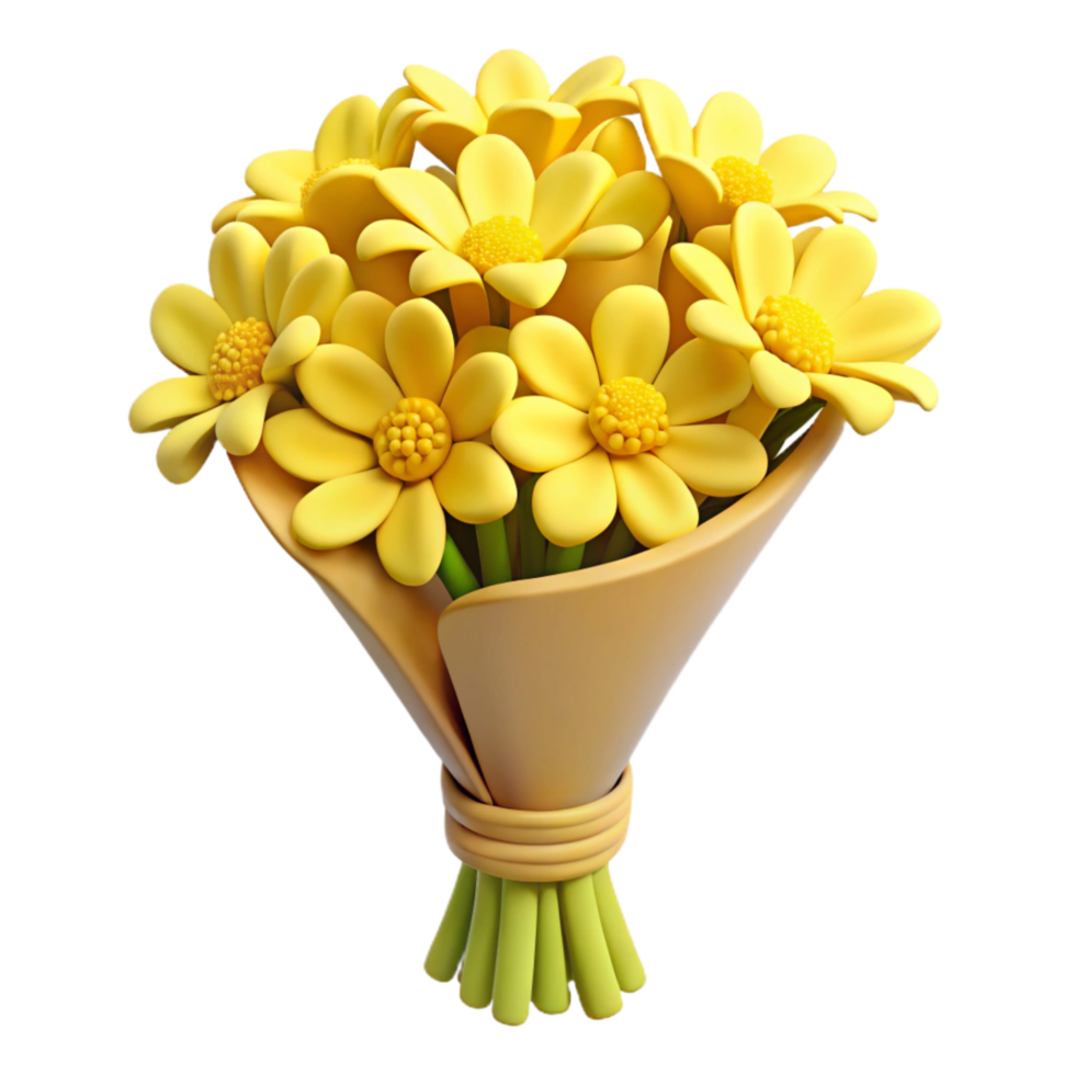 serene artistic Yellow Wildflower Bouquet Top View Cutout authentic png