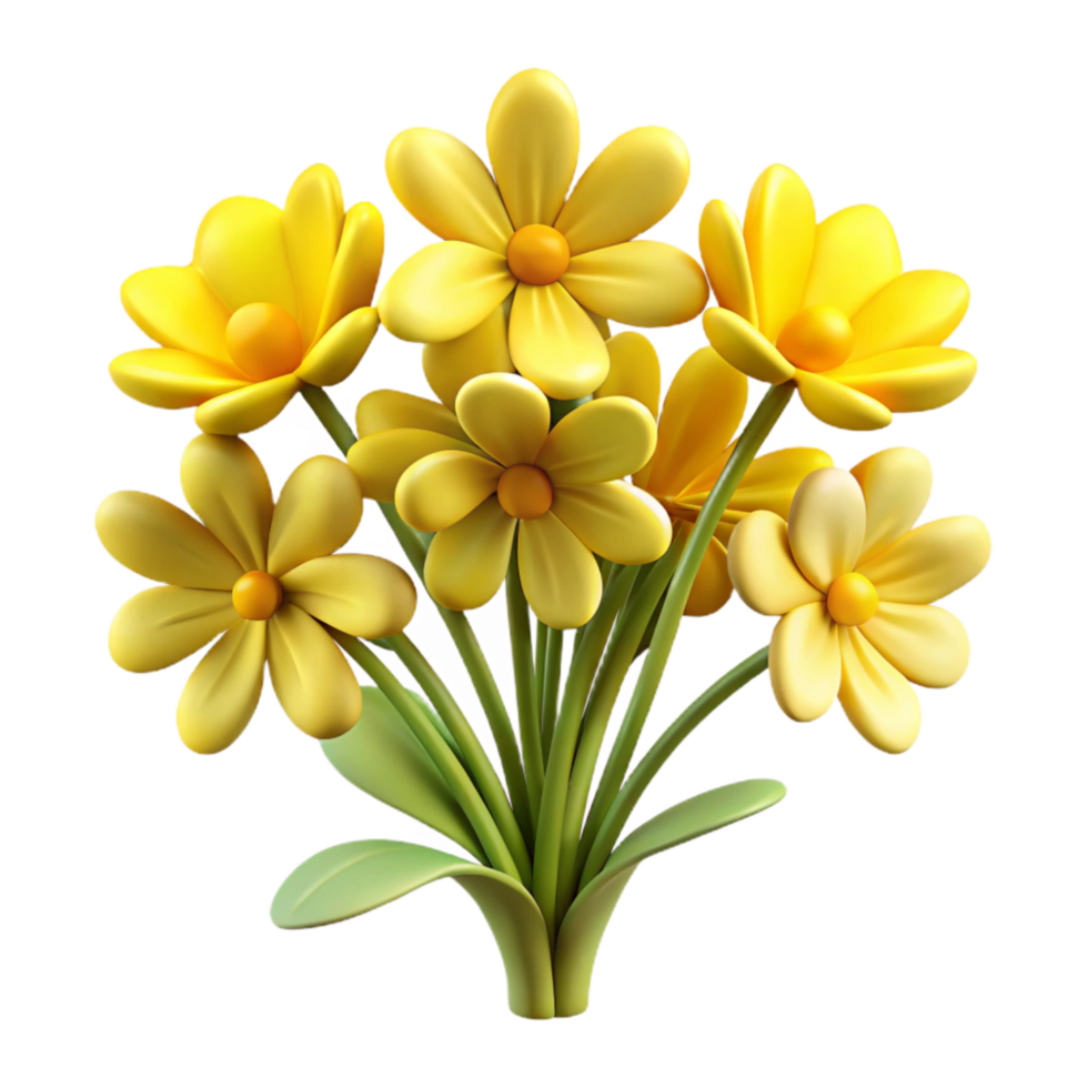 wonderful minimalist Yellow Wildflowers Bouquet Field Arrangement Transparent Background high quality png