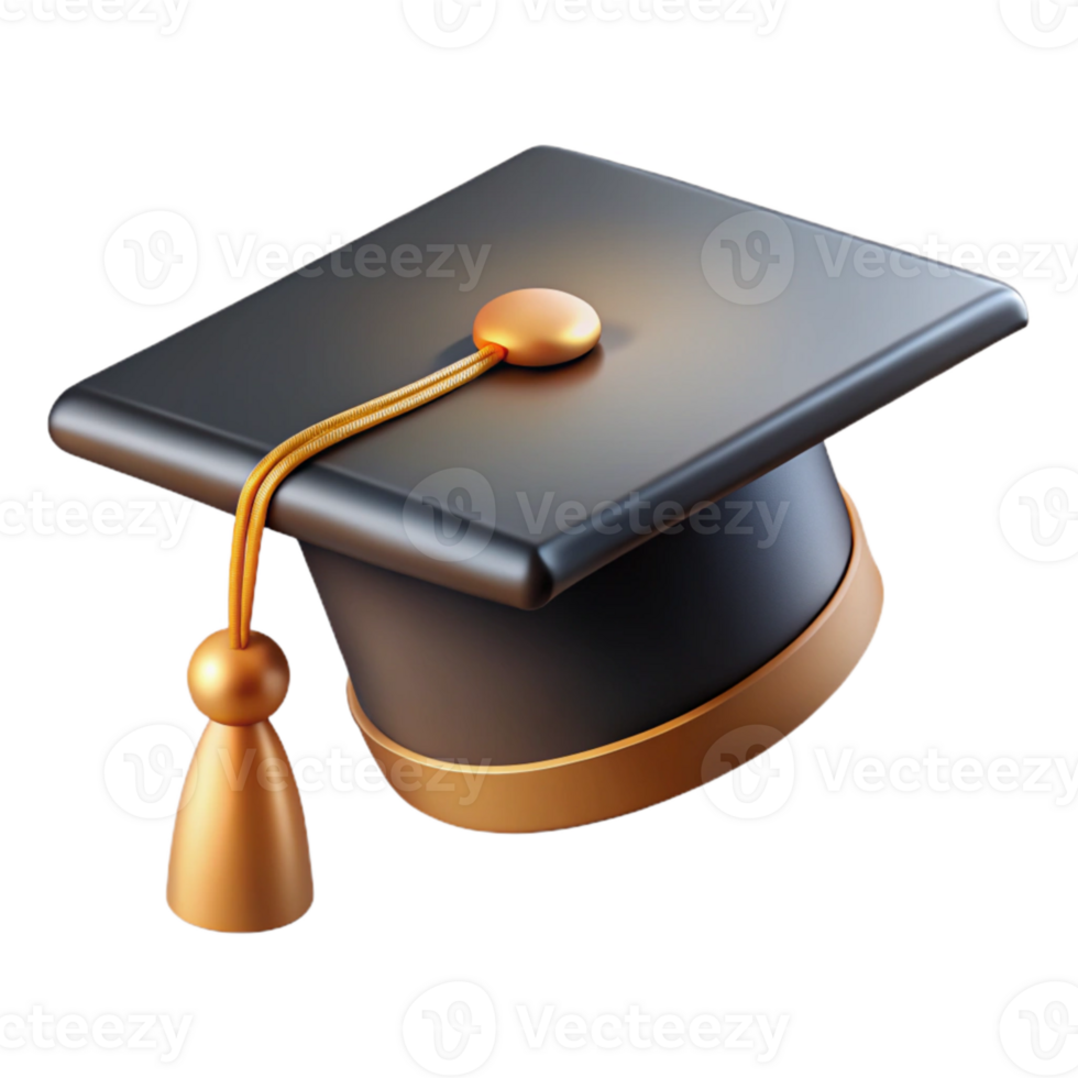 serene rustic Graduation Cap Black and Gold Tassel Transparent Background genuine png