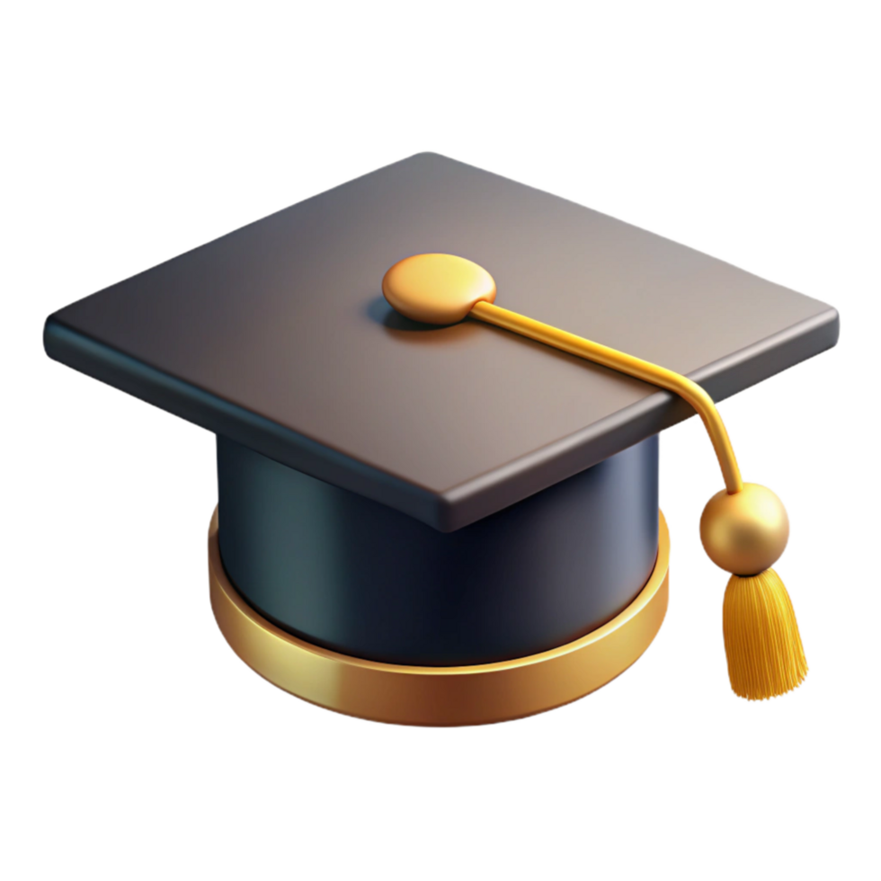 impressive minimalist Graduation Cap Black and Gold Tassel Transparent Background exclusive png