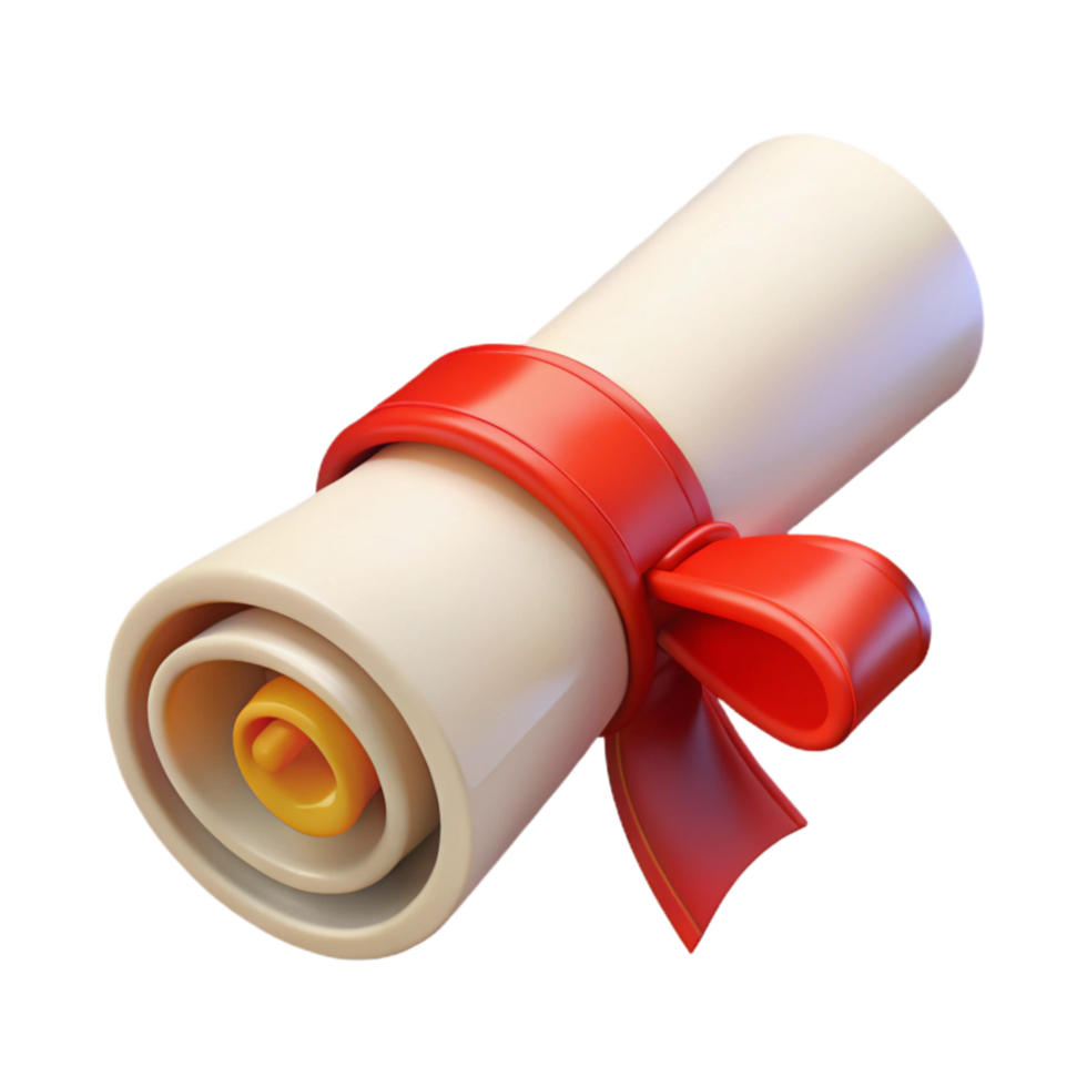 wonderful abstract Graduation Diploma Scroll with Red Ribbon Isolated high resolution png