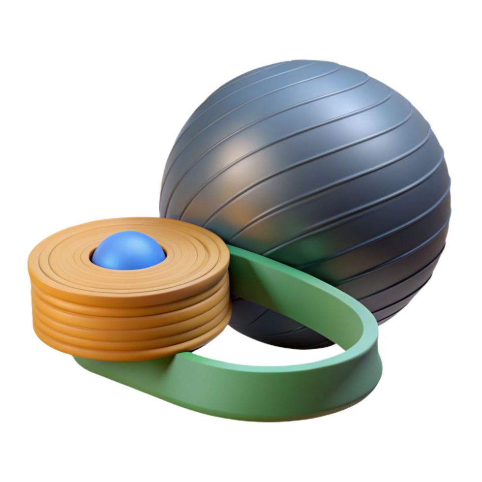 serene artistic Yoga Ball and Resistance Band Cutout Isolated premium png