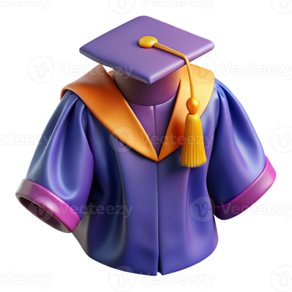 wonderful creative Graduation Gown with Mortarboard Isolated high quality png