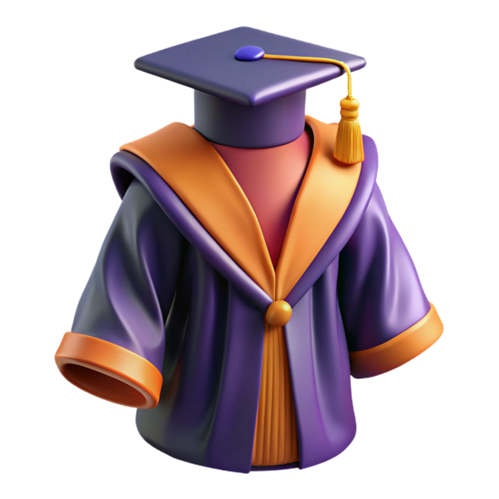 magnificent modern Graduation Gown with Mortarboard Isolated high resolution png