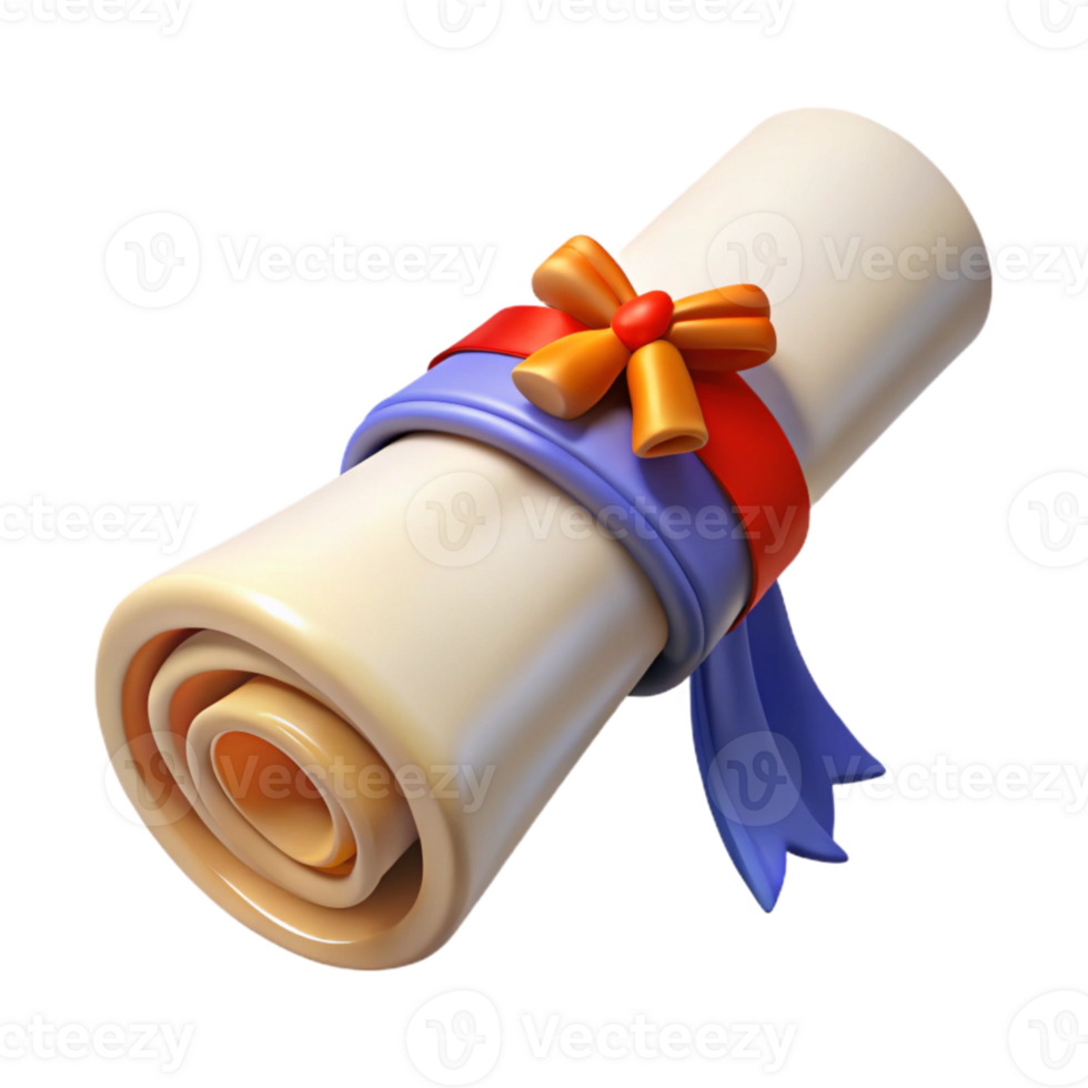 elegant artistic Graduation Scroll Tied with Ribbon Isolated original png