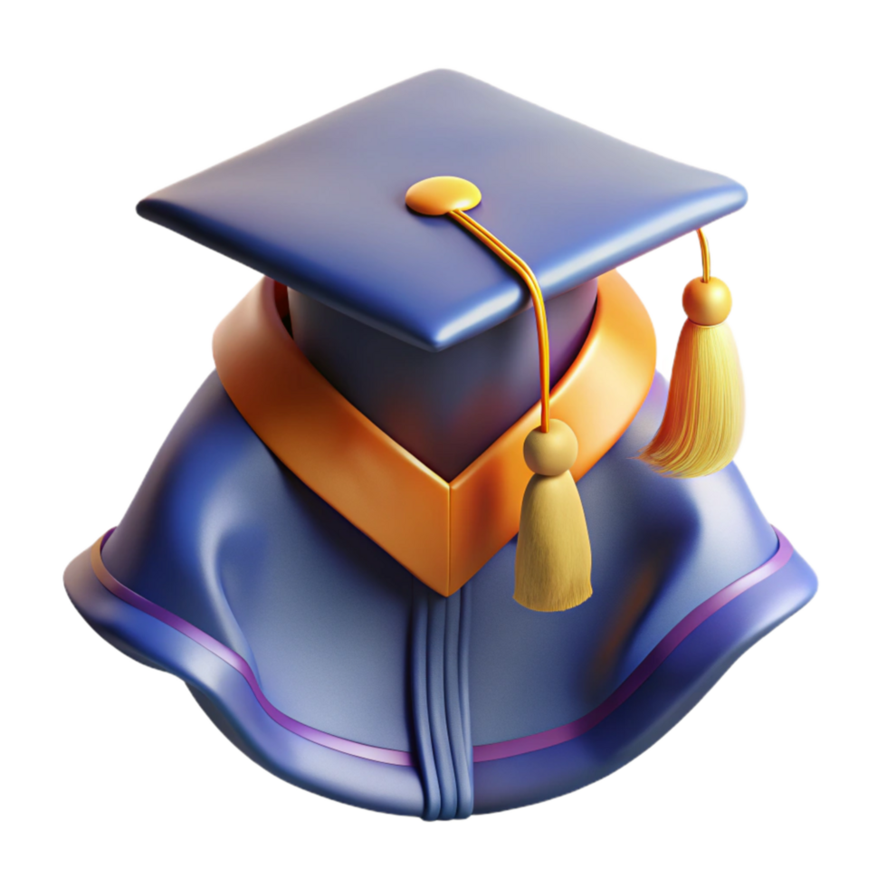 dramatic minimalist Graduation Gown with Mortarboard Isolated professional png