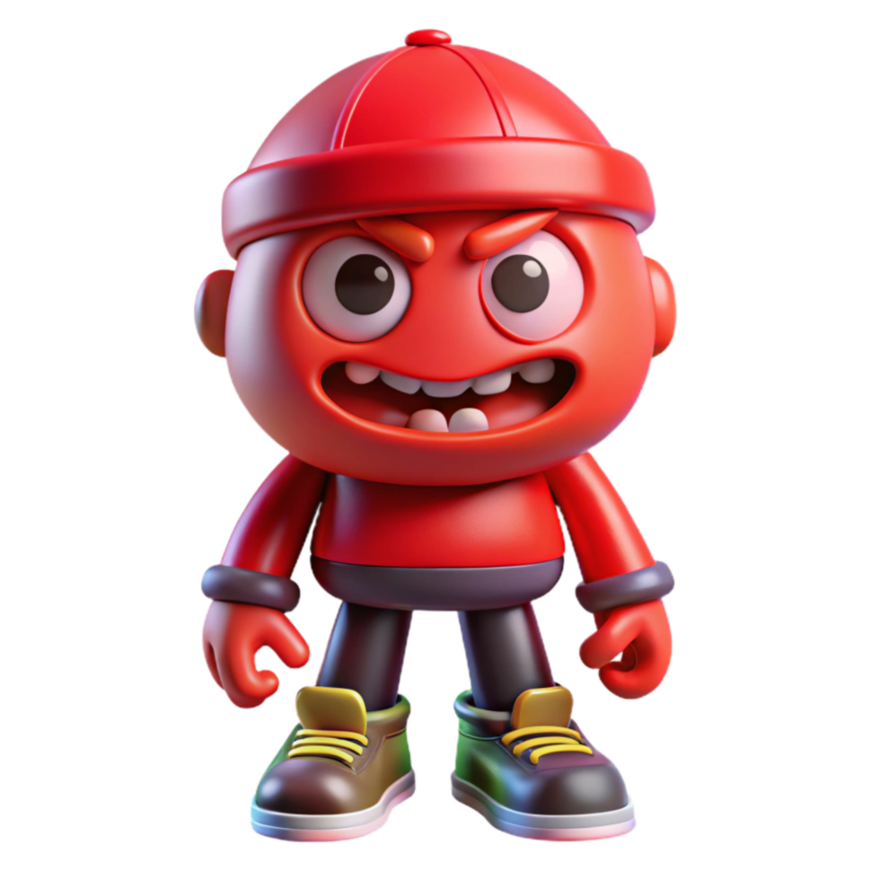 stunning abstract Graffiti Character Cartoon Style Red Isolated on Transparent Background genuine png