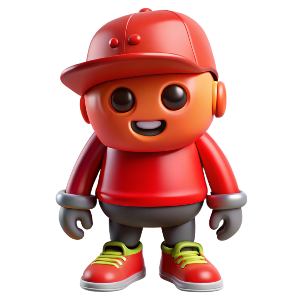 dramatic classic Graffiti Character Cartoon Style Red Isolated on Transparent Background detailed png