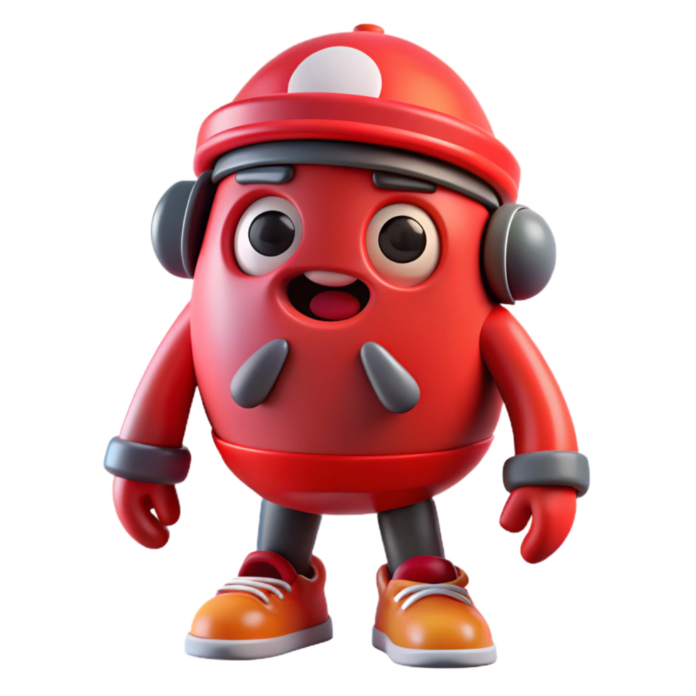 elegant minimalist Graffiti Character Cartoon Style Red Isolated on Transparent Background genuine png